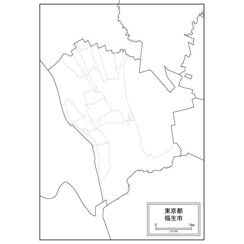 福生市の白地図のサムネイル