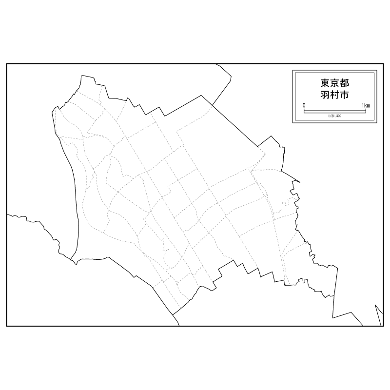 羽村市の白地図のサムネイル