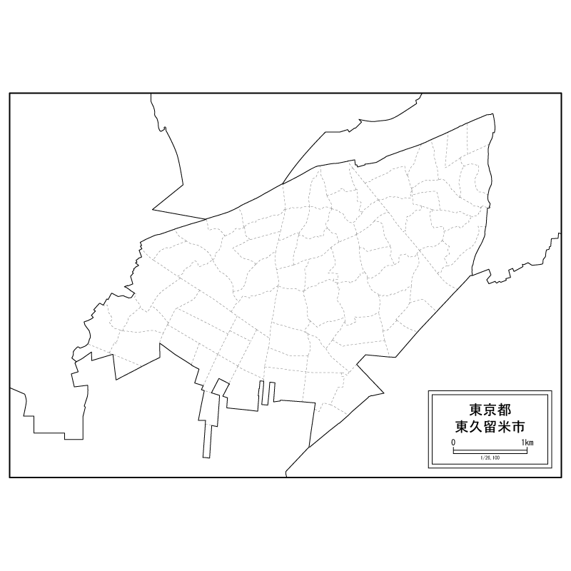 東久留米市の白地図のサムネイル