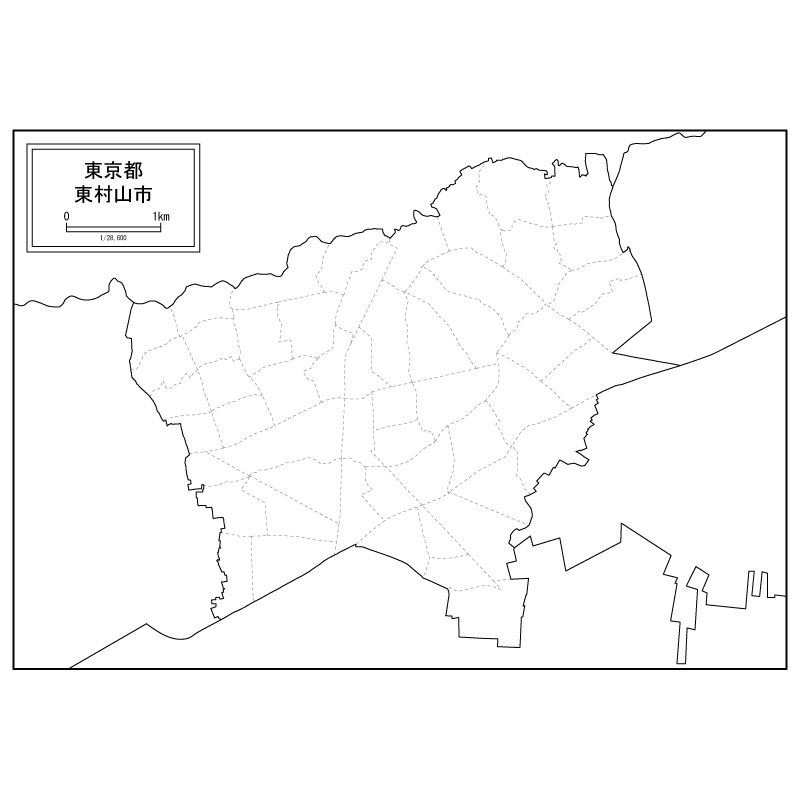 東村山市の白地図のサムネイル