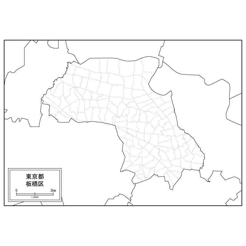 板橋区の白地図 白地図専門店