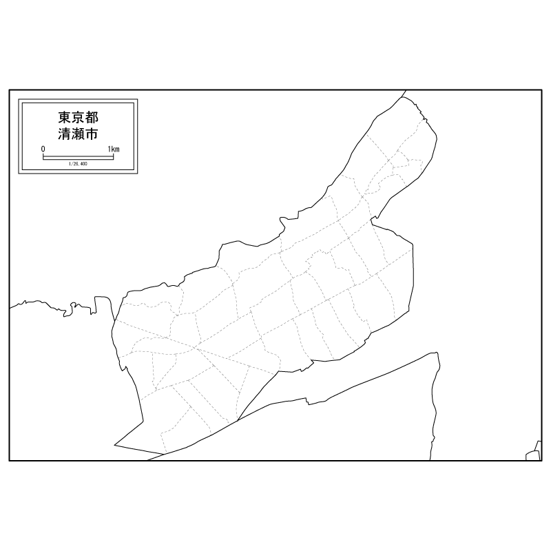 清瀬市の白地図のサムネイル