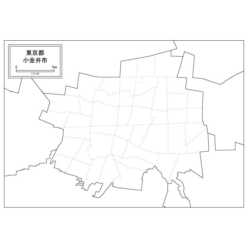 小金井市の白地図のサムネイル