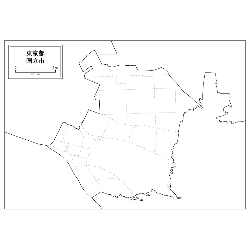 国立市の白地図のサムネイル