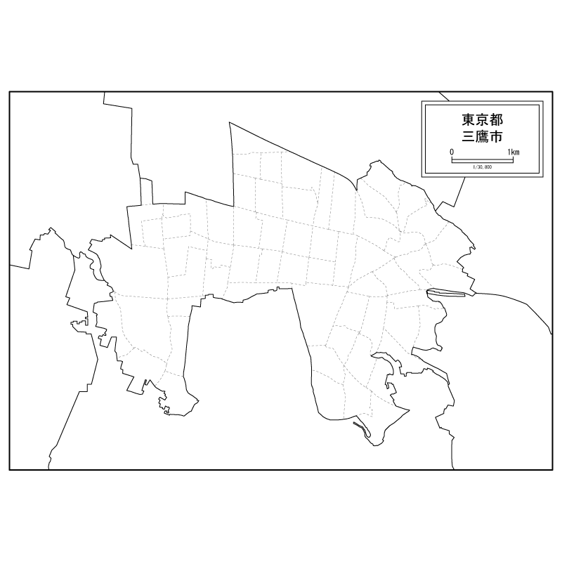 三鷹市の白地図のサムネイル