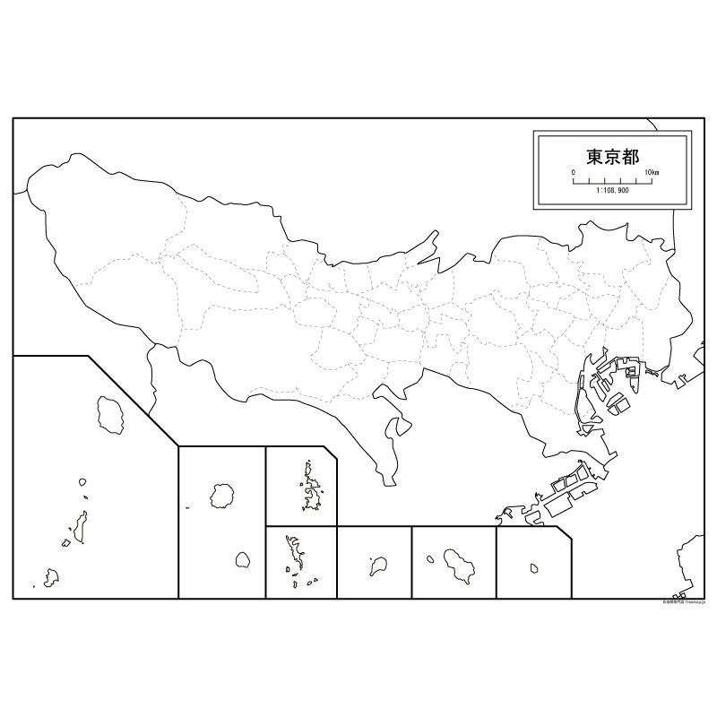 東京都全体の白地図 白地図専門店