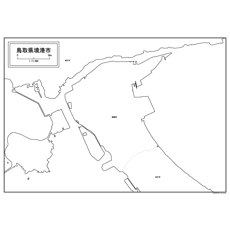 境港市の白地図のサムネイル