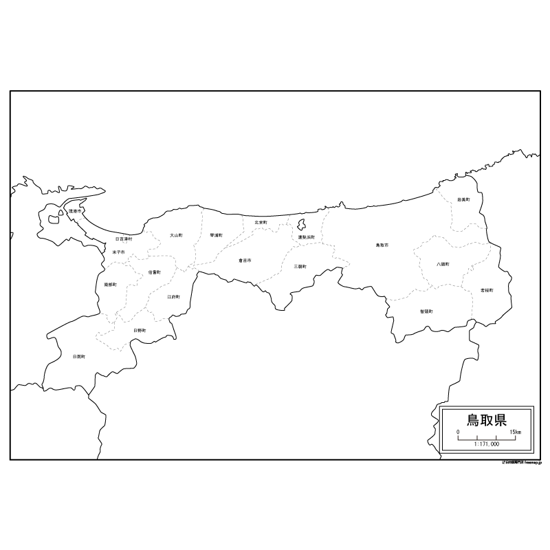 鳥取県の白地図のサムネイル