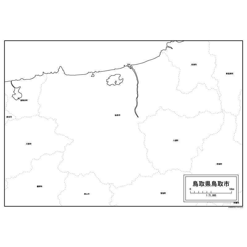 鳥取市の白地図のサムネイル