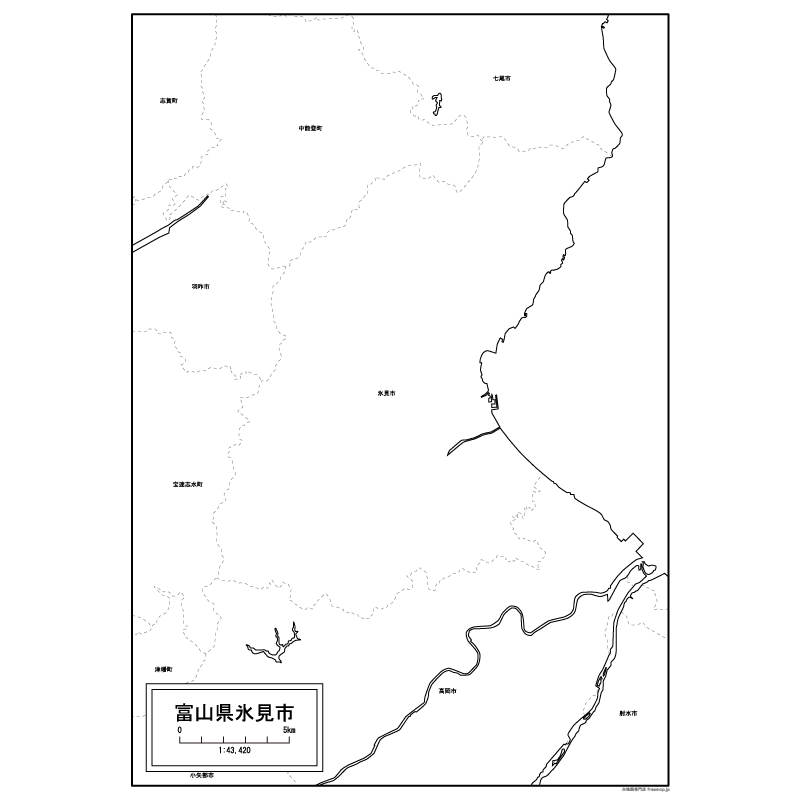 氷見市の白地図のサムネイル