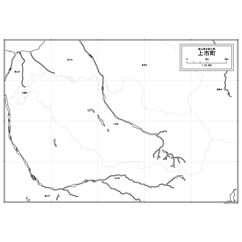 上市町の白地図のサムネイル