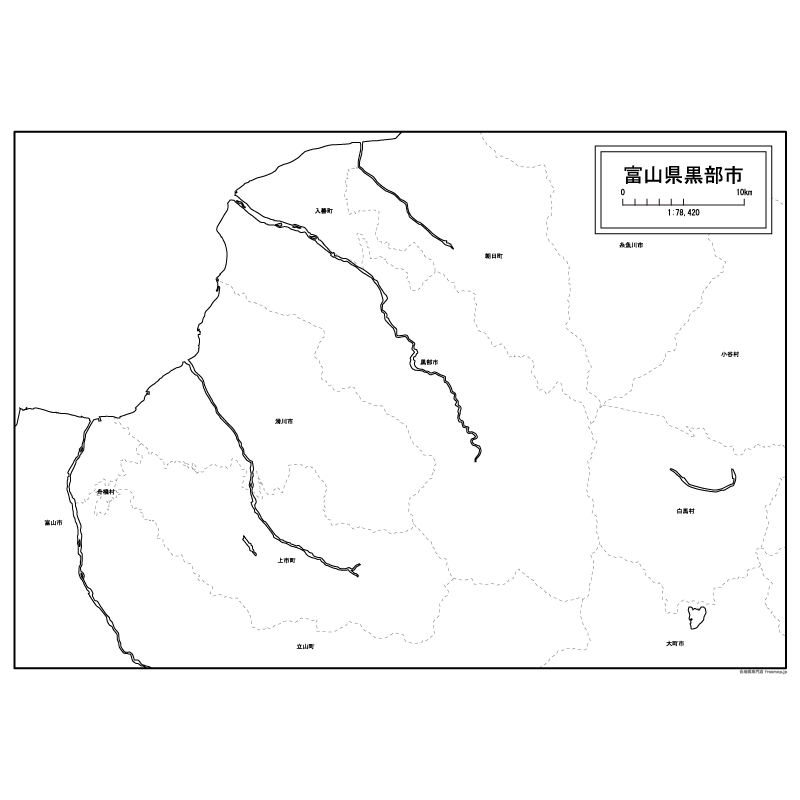 黒部市の白地図のサムネイル