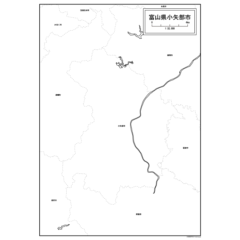 小矢部市の白地図のサムネイル