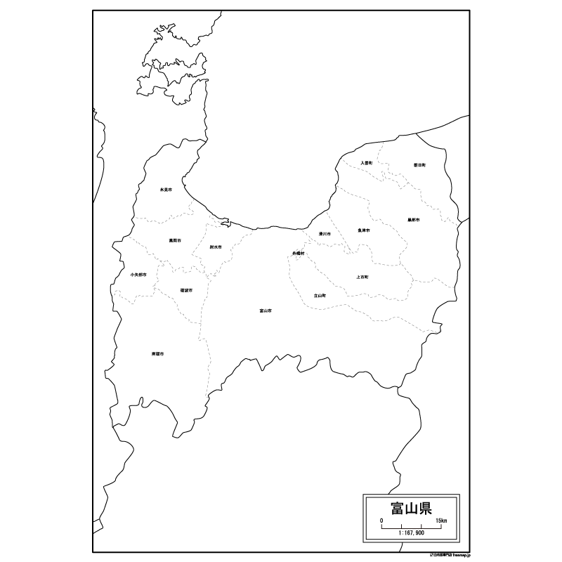 富山県の白地図のサムネイル