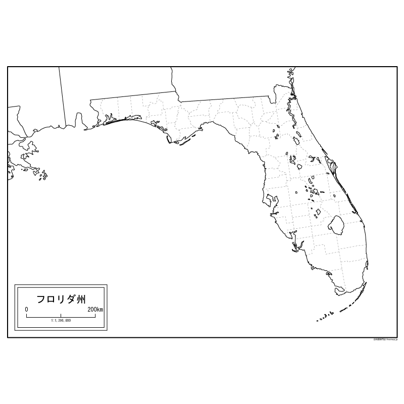 フロリダ州の地図 白地図専門店