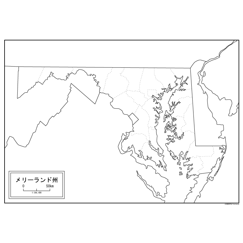 メリーランド州の地図 白地図専門店