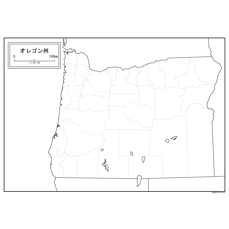 オレゴン州の地図 白地図専門店