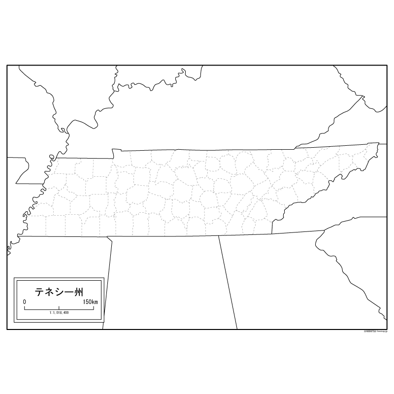 テネシー州の地図のサムネイル