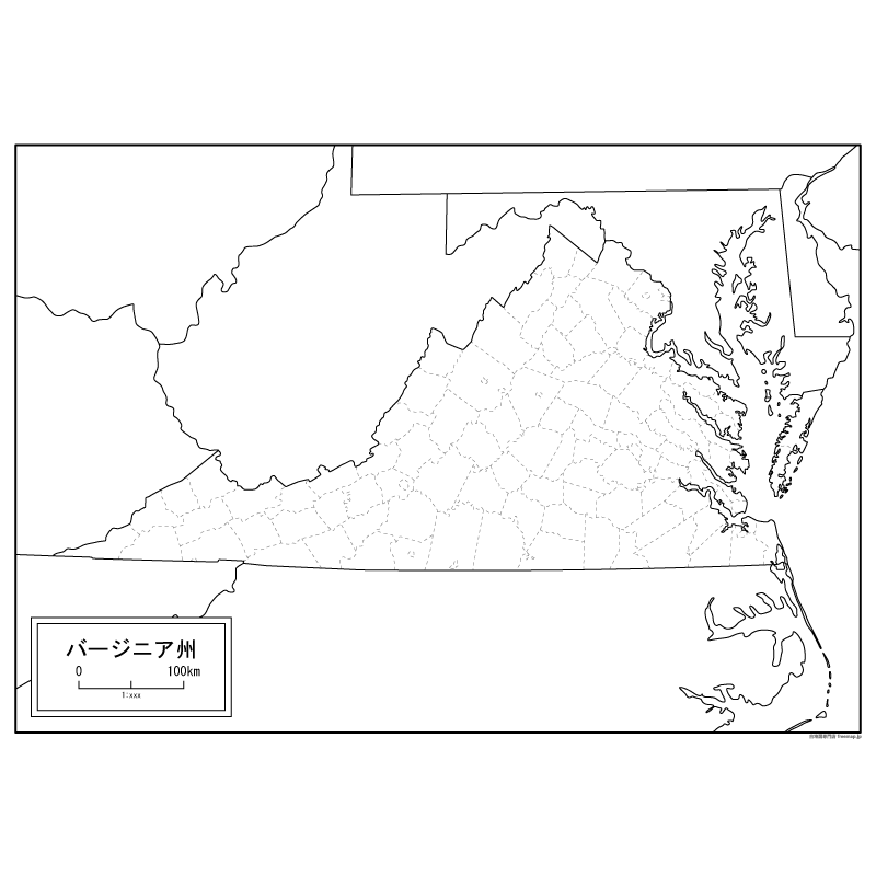 バージニア州の地図のサムネイル