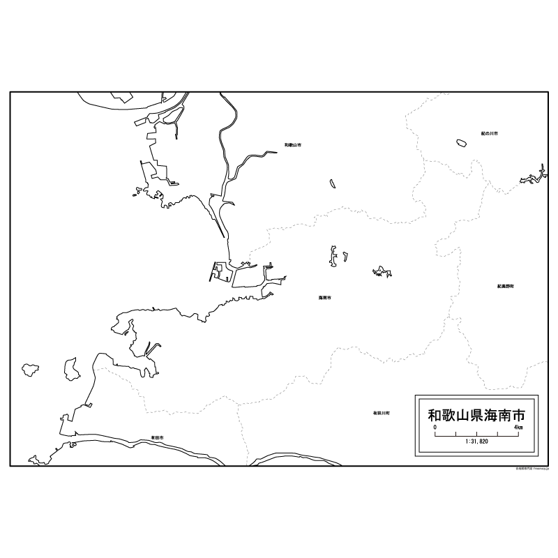 海南市の白地図のサムネイル