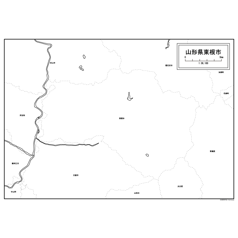 東根市の白地図のサムネイル