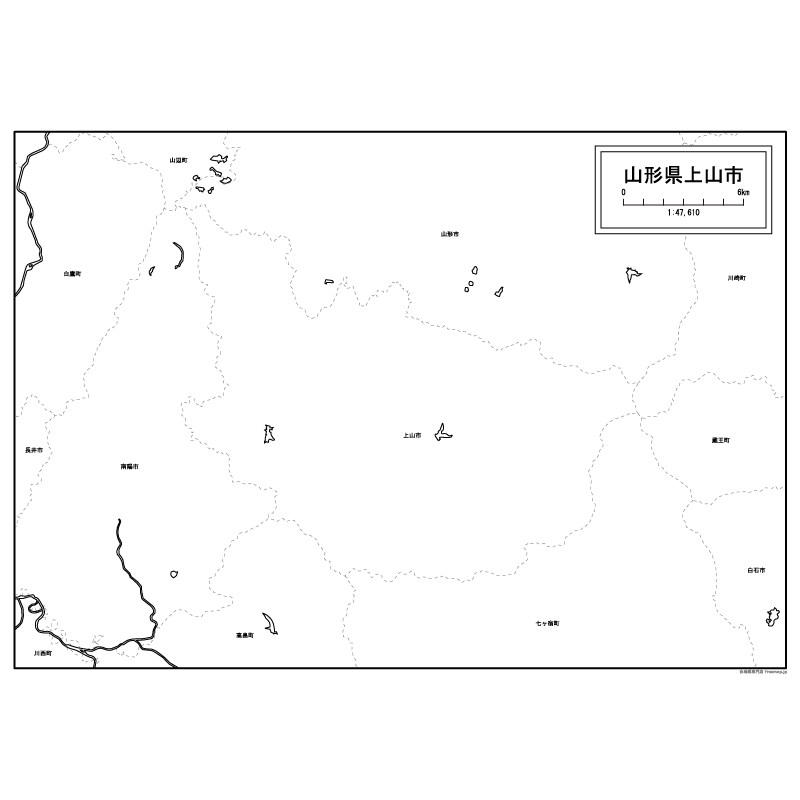 上山市の白地図のサムネイル