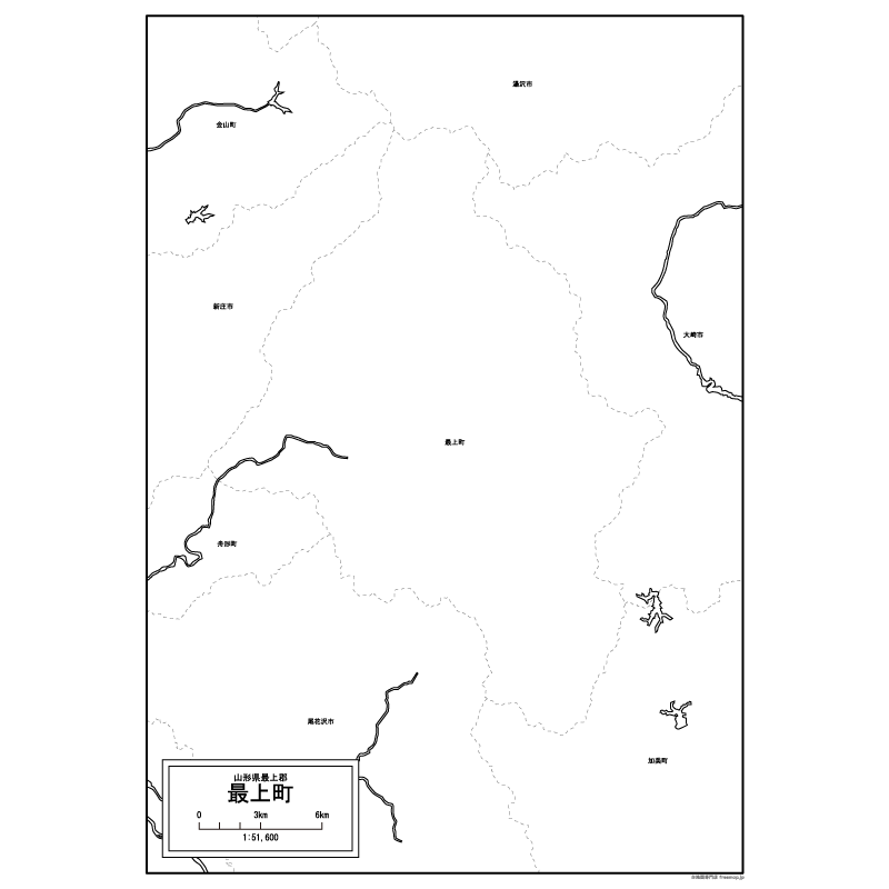 最上町の白地図のサムネイル