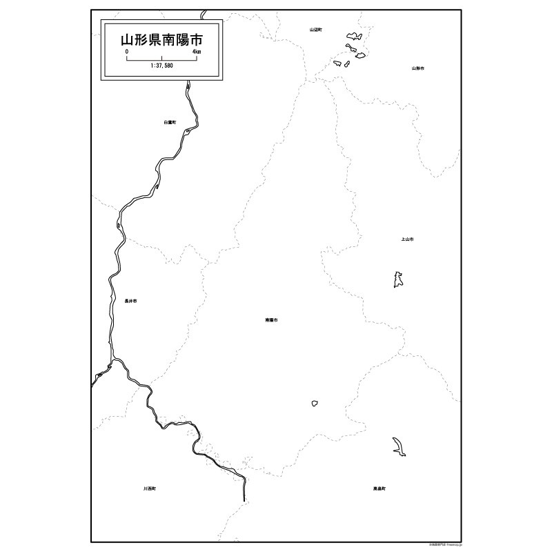 南陽市の白地図のサムネイル