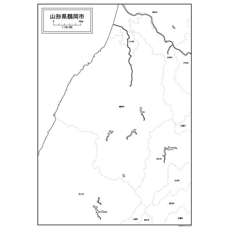 鶴岡市の白地図