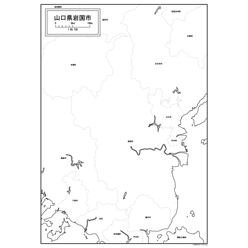 岩国市の白地図のサムネイル