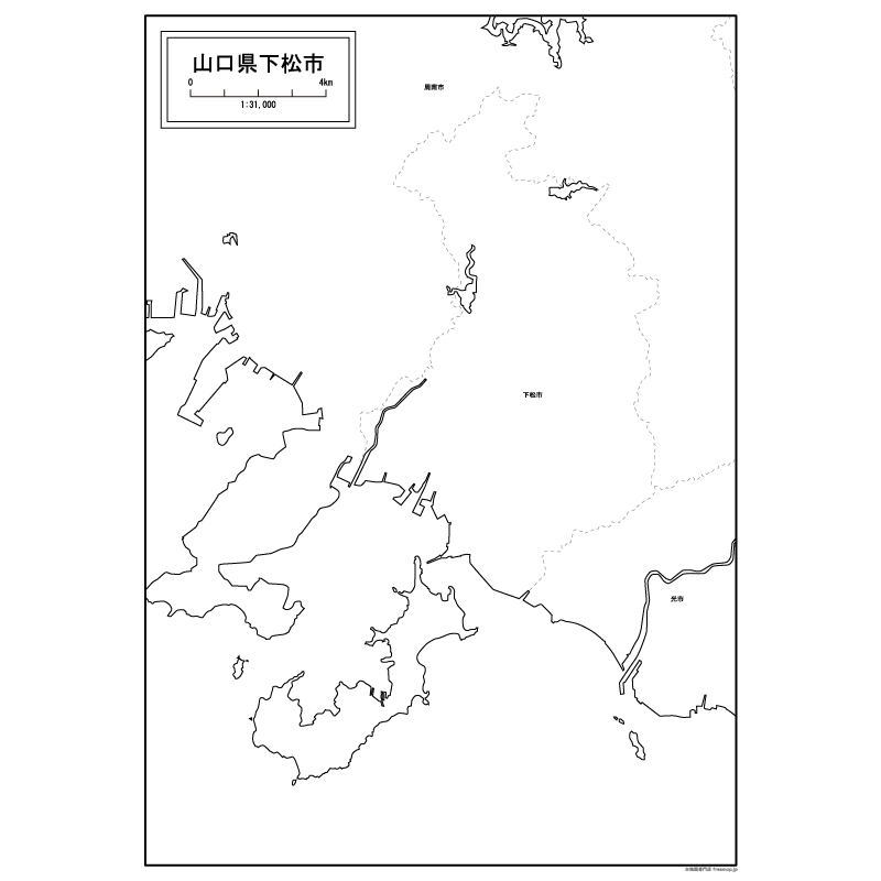 下松市の白地図のサムネイル