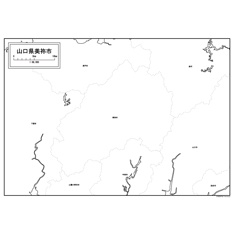 美祢市の白地図のサムネイル