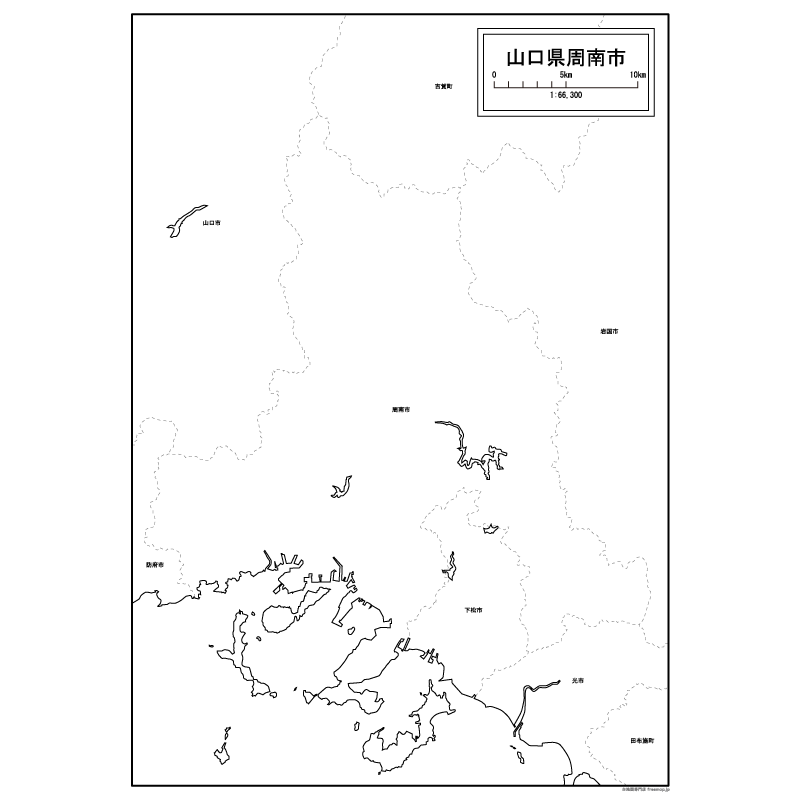 周南市の白地図のサムネイル
