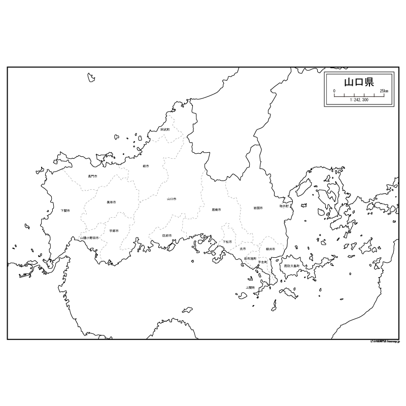 山口市の白地図のサムネイル