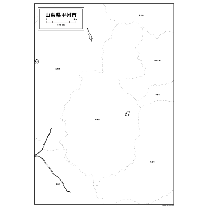 甲州市の白地図のサムネイル
