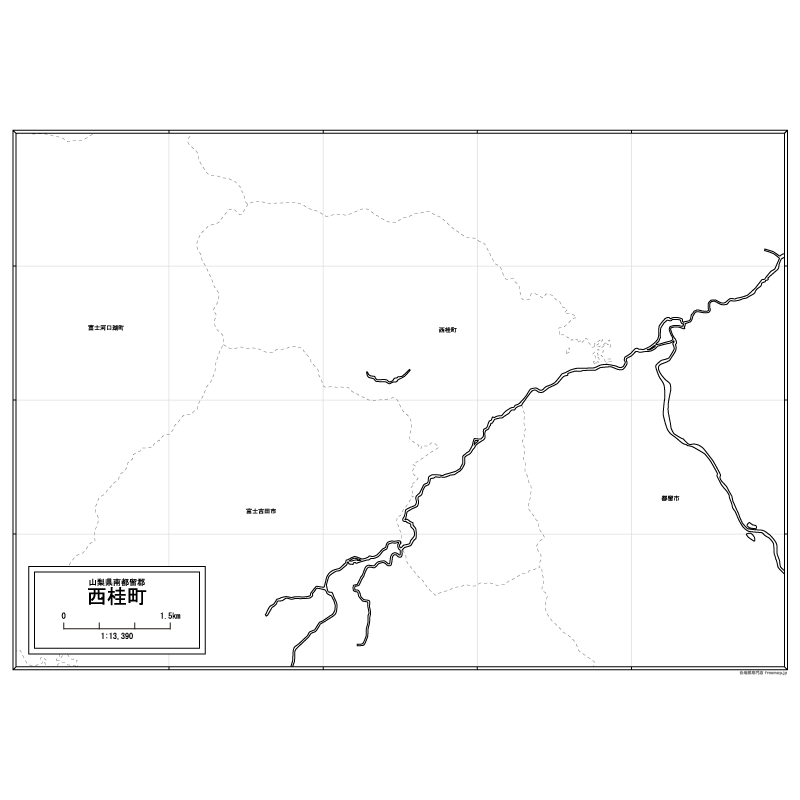 西桂町の白地図のサムネイル