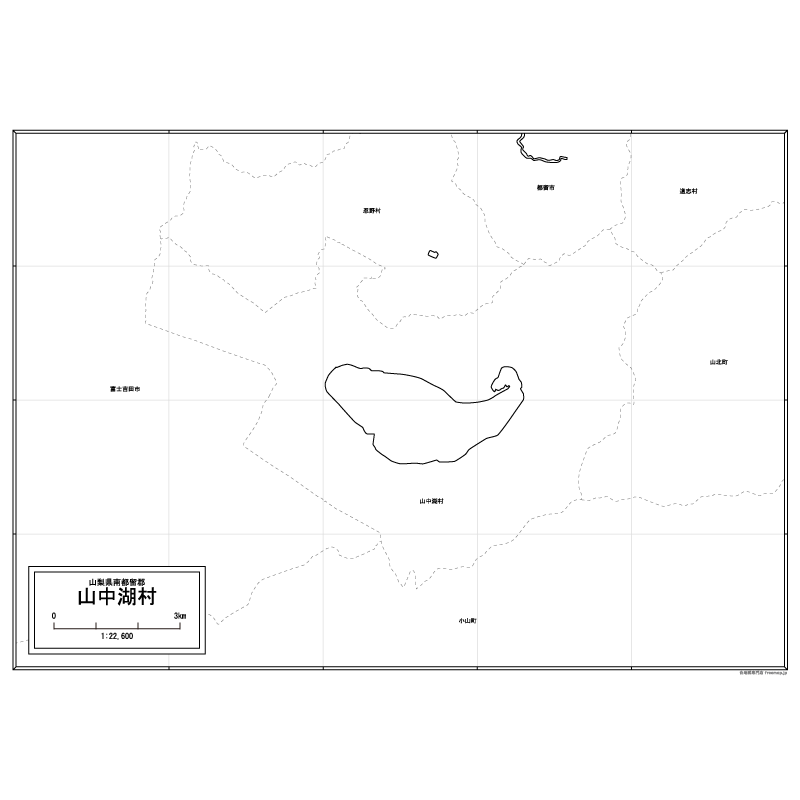 山中湖村の白地図のサムネイル