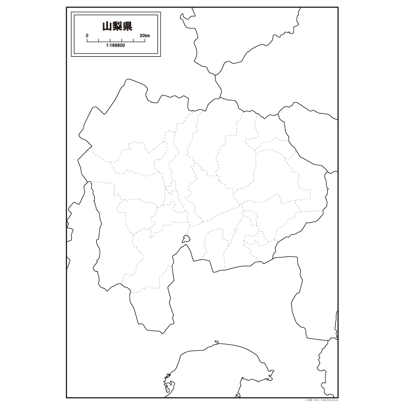 山梨県の白地図のサムネイル